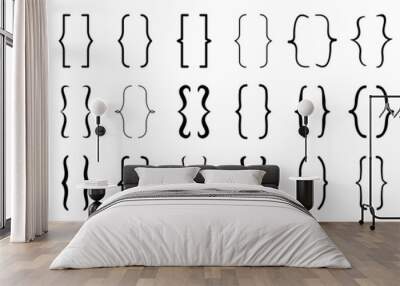 Set of braces or curly brackets icon Wall mural