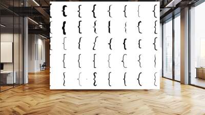 Set of braces or curly brackets icon Wall mural