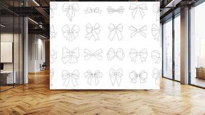 Set of decorative different bow silhouette. Vector illustration icon Wall mural