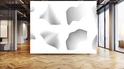 Set of dotted abstract forms. Distressed overlay texture. Wall mural