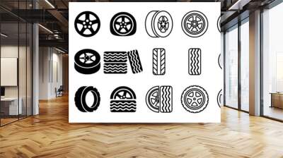 Tire icons vector set illustration Wall mural