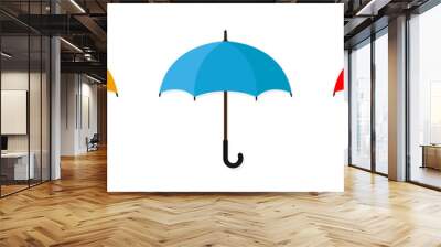 Umbrella set icon. Silhouette on a white background. Wall mural