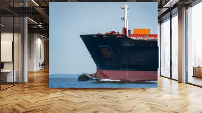 Cargo intermodal freight ship on the ocean Wall mural