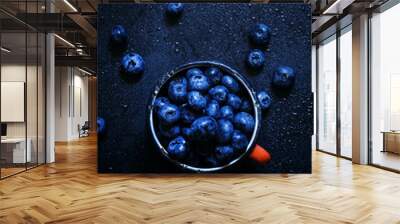 Food background, blueberries top view Wall mural