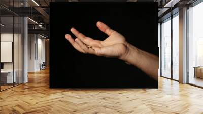 Male hand on a black background Wall mural