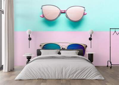 Modern sunglasses on colorful background Wall mural