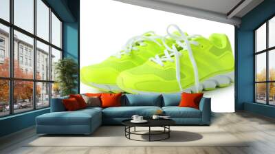 Pair of sport shoes isolated on white Wall mural