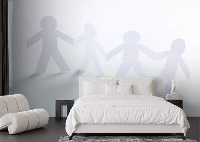 Paper people on the white background Wall mural