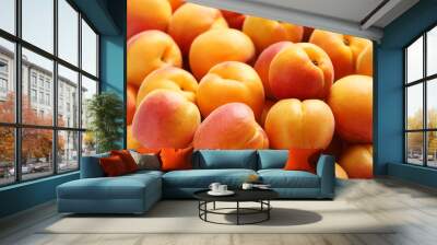 Ripe apricots fruit background Wall mural