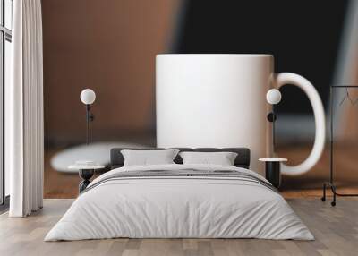 White mug on the desktop Wall mural