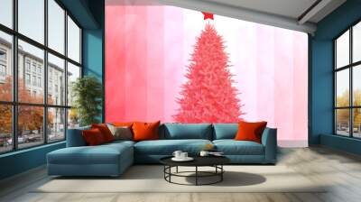 Christmas banner with shiny red color and graphic elements. Glowing backdrop, space for text Wall mural