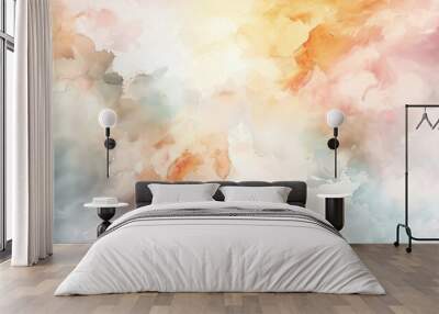 An abstract background with a dreamy, watercolor effect in soft hues. Wall mural