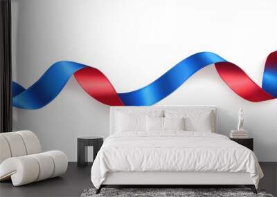 Blue ribbon frame on a white background, creating a clean, patriotic look for USA Independence-themed designs. Wall mural