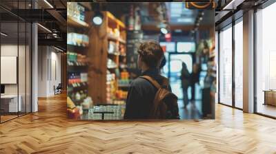 Customer in a store looking for help, but no staff available Wall mural