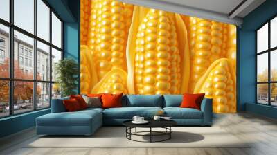 Patterned texture of fresh corn, designed to be tileable and repeatable, creating a vibrant food-based background Wall mural