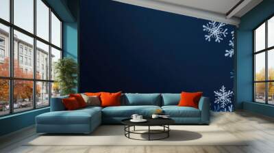 Snowflakes at the bottom of a dark blue Christmas background, providing a classic and stylish design for seasonal greetings Wall mural