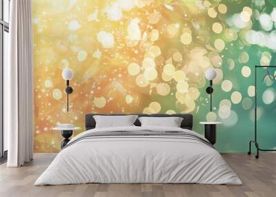 Bright bokeh effect with shimmering lights in soft colors on a blurred background. Wall mural