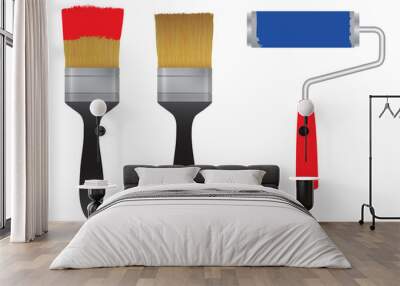 brush for paint and the roller for paint. tool. Wall mural