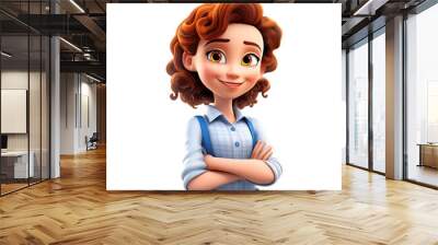 3D Happy cartoon actress character on transparent background. Generative AI Wall mural