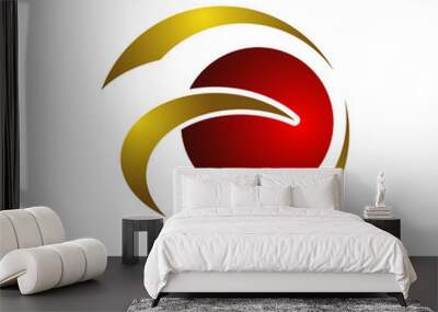 Creative abstract circle swoosh vector design template element. Colored red gold concept icon Wall mural