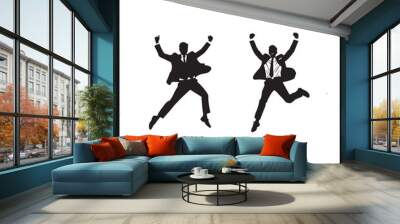 Business man jumping pose vector silhouettes Wall mural