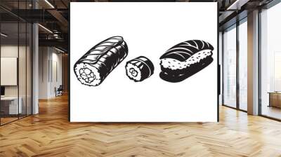 Sushi silhouette vector. sushi roll black  Wall mural