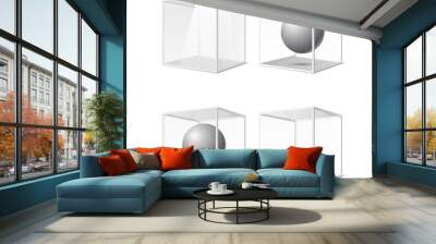 Four transparent gray glass cubes, vector eps10 illustration Wall mural