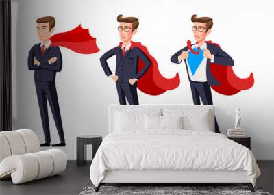 super businessman vector men cartoon illustration Wall mural