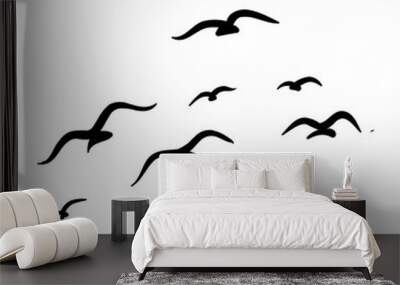 set of silhouettes of birds Wall mural