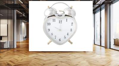 Heart-shaped chrome alarm clock isolated 1 Wall mural