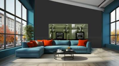 Green military plastic crate. Ammunition and military assets crate, 3d rendering Wall mural