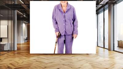 Senior woman with cane. Wall mural