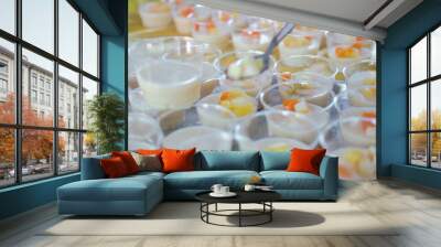 soy milk pudding in plastic cup. vegan dessert Wall mural