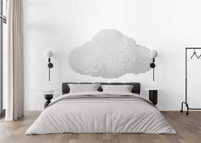 3D pixel cloud icon png file. 3d cloud object isolated for graphic decorate. 3d render illustation. Wall mural