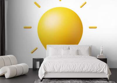 3d yellow light bulb minimal icon. idea, think, business, solution, stratege concept. 3d render illustration with cilpping mark. Wall mural