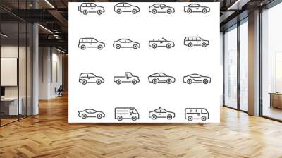 car vector line icons set Wall mural