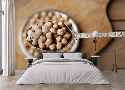 Chickpea - dry chickpeas beans in spoon, legume chickpea Wall mural