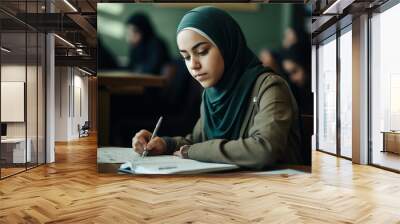 Portrait of young girl in a hijab Wall mural