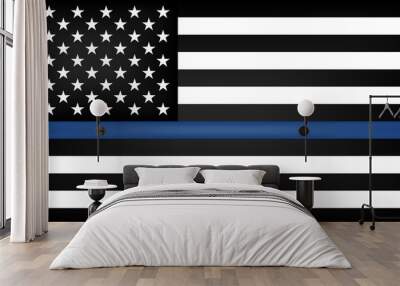 the thin blue line flag of american police. vector eps 10 Wall mural