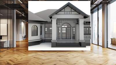 3D black vintage house exterior in isolated background Wall mural