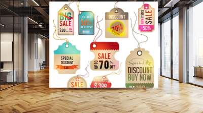 Modern glossy brown tag and labels design with sample text (vect Wall mural