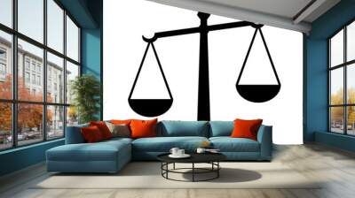 Law scales of justice icon. Symbol of law measuring legal case's support and opposition. Vector Illustration Wall mural