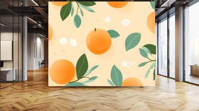 nature textured apricot fruits seamless patter, vivid color background Wall mural