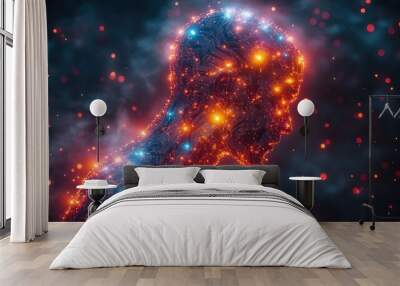 Digital Human in a Cosmic Glow Wall mural