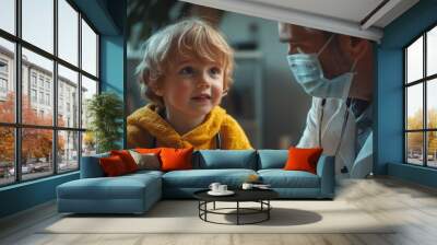 Doctor Examining Young Boy Wall mural