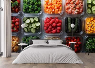 Fresh and Healthy Food in Containers Wall mural