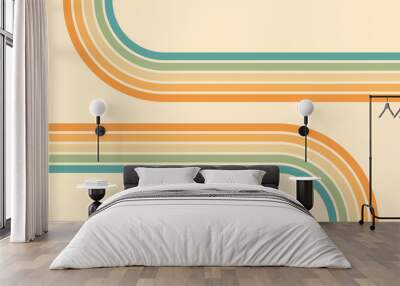 Abstract background of rainbow groovy Wavy Line design in 1970s Hippie Retro style. Vector pattern ready to use for cloth, textile, wrap and other. Wall mural