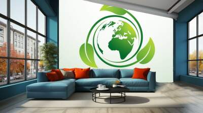 Green earth concept with leaves,vector illustration Wall mural