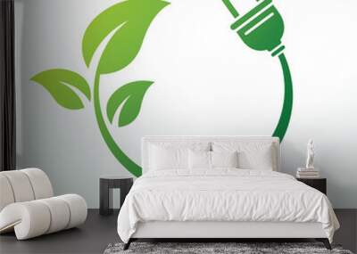 Green eco power plug design Wall mural