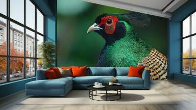 Stunning Detailed Photograph of a Japanese Green Pheasant Wall mural